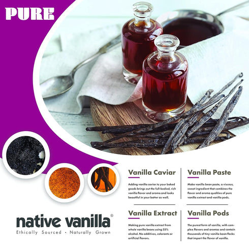 25 Premium Grade B Tahitian Vanilla Beans, Whole Vanilla Pods for Extract, Cooking, Baking, 100% Vegan & Kosher
