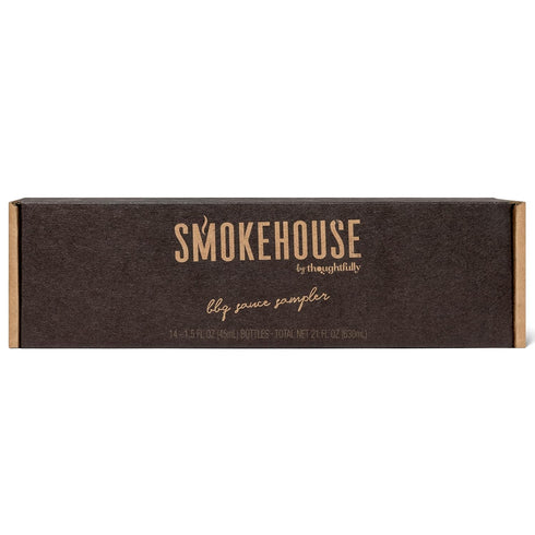 Pack Pack 14 Smokehouse by Thoughtfully, Gourmet BBQ Sauce Sampler Variety in Glass Bottles, Vegan and Vegetarian