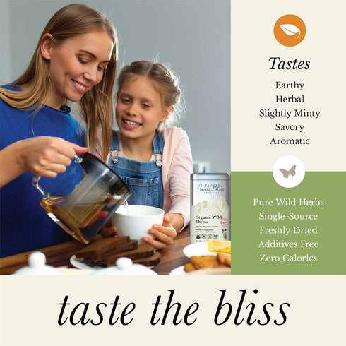 1.76 Oz 25 Wild Bliss Organic Wild Breckland Thyme Tea - Caffeine Free Loose Leaf Herbal Tea - Resipratory