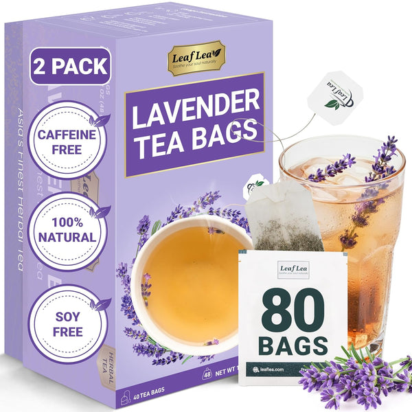 LeafLea 80 Premium Lavender Tea Bags, 100% Natural & Pure from Lavender