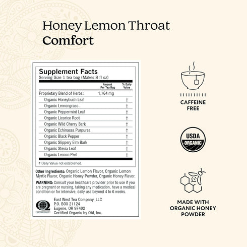 (6 Pack) 96 Yogi Tea - Honey Lemon Throat Comfort - Soothes the Throat - Tea Bags