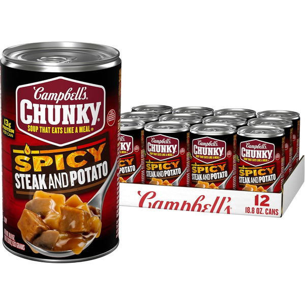 Campbell's Chunky Soup, Spicy Steak and Potato Soup, 18.8 oz Can (Case