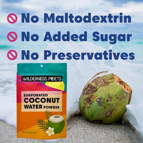 Wilderness Poets 100% Evaporated Coconut Water Powder, No Additives, Instant Mix (4 Ounce)