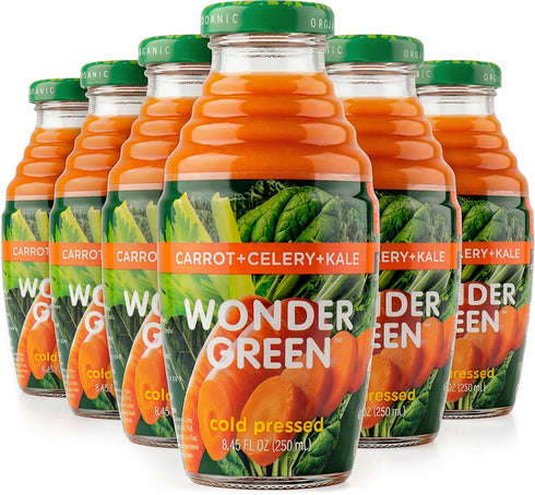 Wonder Green 100% Organic Carrot, Celery & Kale Cold Pressed Juice, 8.45 oz (6