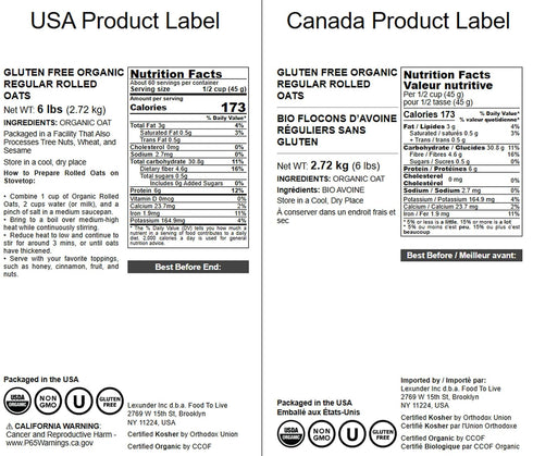 6 100% Food to Live Gluten Free Organic Regular Rolled Oats, Pounds Non-GMO, Old-Fashioned, Whole Grain, Vegan, Bulk.