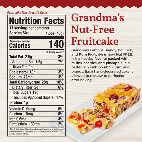 1917 Beatrice Bakery Co Nut Free Fruitcake, Grandma's Old Fashioned Fruit and Nut Freshly Made, Brand, Bourbon and Rum