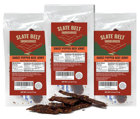 Slate Belt Smokehouse Ghost Pepper Jerky, Spicy Beef Jerky with Hot Peppers