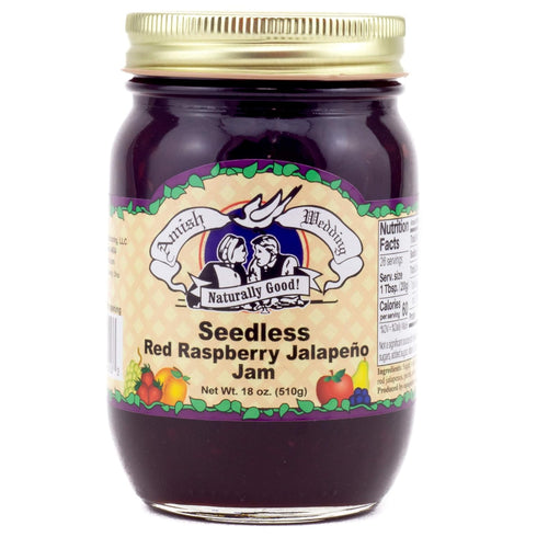 18oz (Pack 2) Amish Wedding Seedless Red Raspberry Jalapeno Jam