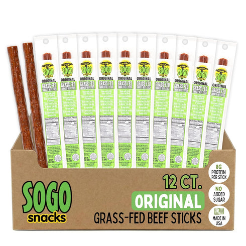 Original, Sogo Snacks, No Sugar, 100% Grass-fed & Grass-finished, Non-GMO Beef Sticks.