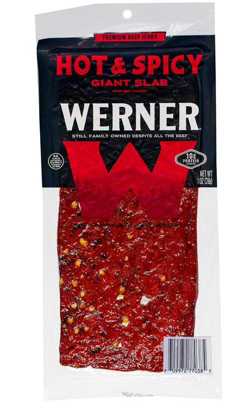 Werner Beef Jerky Slab Pack of 15-1 Ounce, Individually Wrapped Meat Snacks