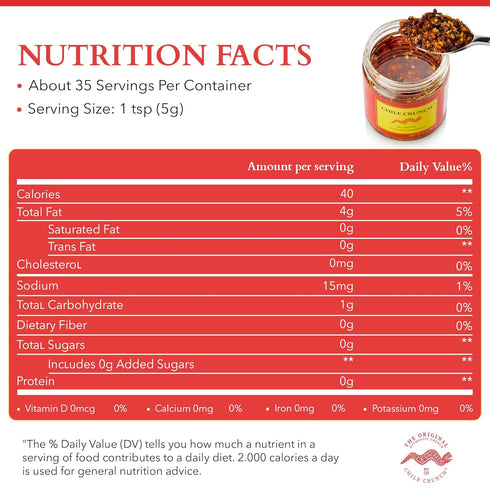 5.5oz CHILE CRUNCH - Chipotle Spicy Crunchy Condiment - All Natural Roasted Chili Peppers, Garlic & Onion Crisp Sauce