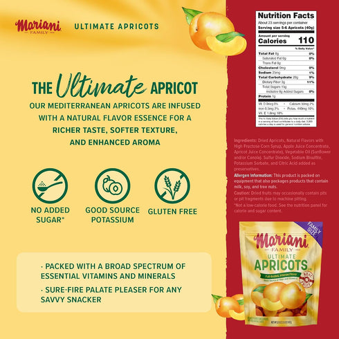 32oz Mariani Ultimate Dried Apricots - Bulk Family Value Size, Dried Fruit, No Sugar Added, Non-GMO, Gluten-Free
