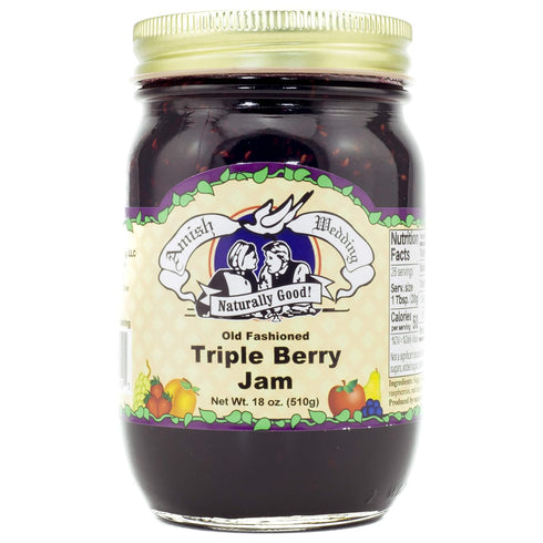 Amish Wedding All-Natural Old Fashioned Triple Berry Jam 18 Ounces (Pack of