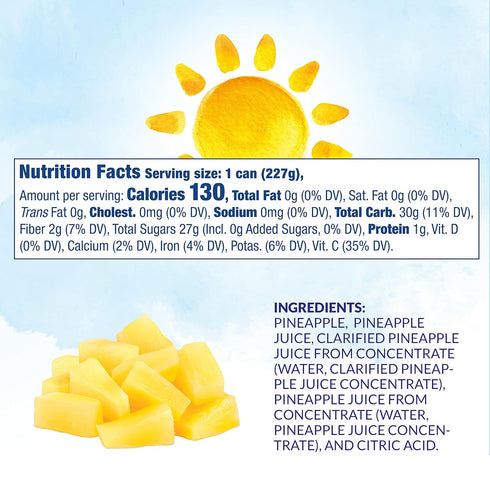 100% 8 Oz, Packaging Dole Canned Fruit, Pineapple Tidbits in Pineapple Juice, Gluten Free, Pantry Staples, May Vary