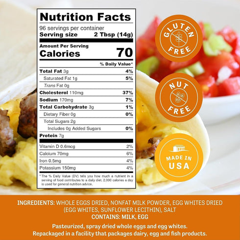 3 lb Judee's Gluten Free Scrambled Egg Mix - Quick Meal Prep & Powdered Eggs - Camping Meals & Dehydrated Blend