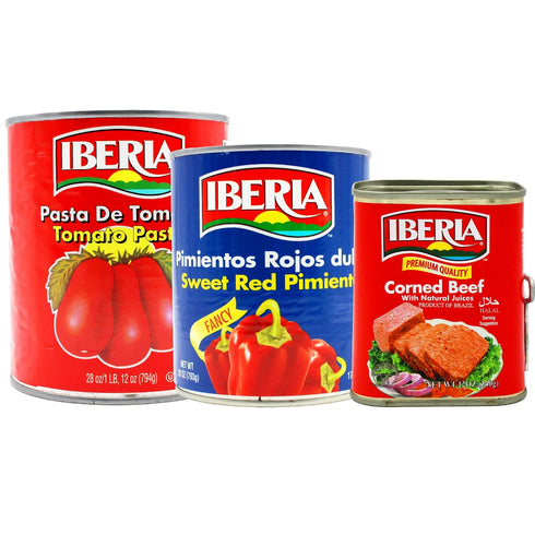 Iberia Sweet Red Pimientos 27.5 Ounce + Iberia Tomato Paste, 28 oz