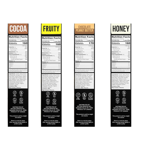 18 4 4 7.05 oz TRUELY Protein Cereal Variety Cocoa, Fruity, Chocolate Peanut Butter, Honey Flavors | g Protein, g Sugar