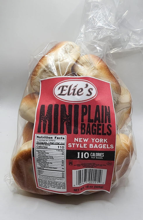 Elie's Mini Bagels - 6 packs of 12 Mini Plain Bagels = 72