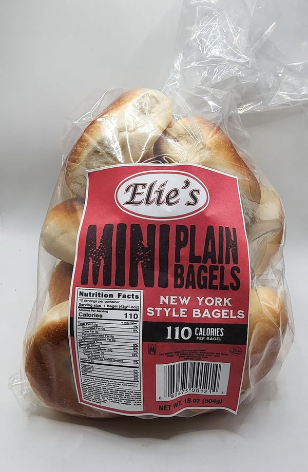 Elie's Mini Bagels - 6 packs of 12 Mini Plain Bagels = 72