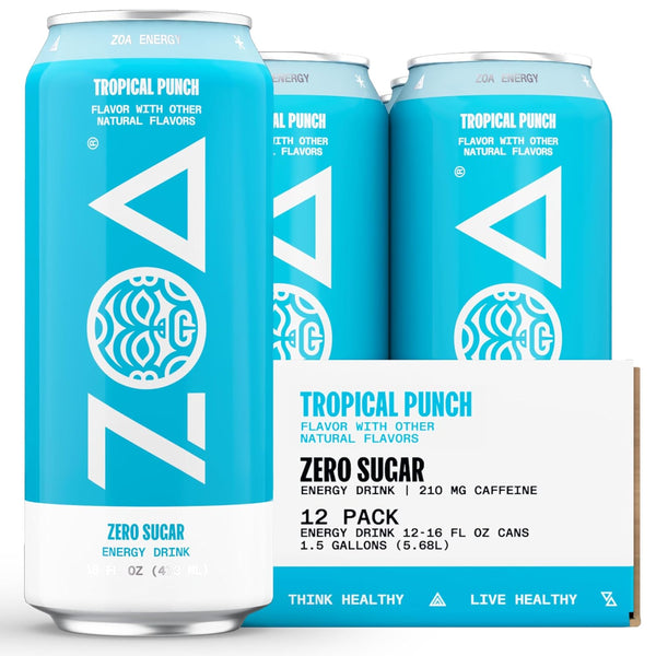ZOA Zero Sugar Energy Drinks - Tropical Punch | Healthy Energy Formula