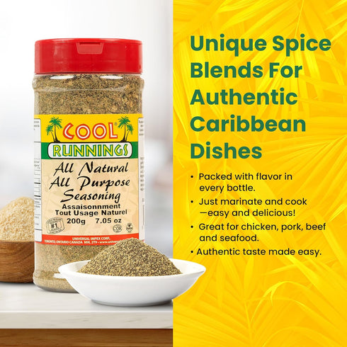 200g Cool Runnings All Natural All Purpose Seasoning - No Salt, No Sugar, No Artificial Additives, Perfect for Grilled