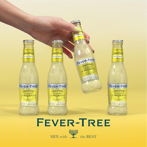 6.8 oz Pack 4 Fever-Tree Sparkling Sicilian Lemonade Premium Soda Mixer for Cocktails and Mocktails, fl Bottles