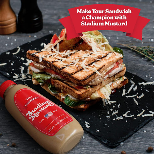 12oz (Pack 3) The Authentic Stadium Mustard. The Classic Condiment for Hot Dogs and Hamburgers. Gluten Free, Sugar