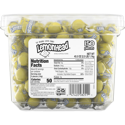 (150 Count) 40.5 Lemonhead Hard Lemon Candy, Individually Wrapped Candy , Ounce
