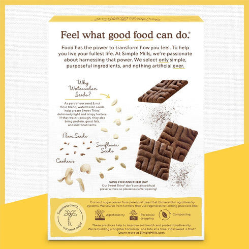 4.25 oz (Pack 3) Simple Mills Chocolate Brownie Seed and Nut Flour Sweet Thins, Paleo Friendly and Delicious Sweet Thin