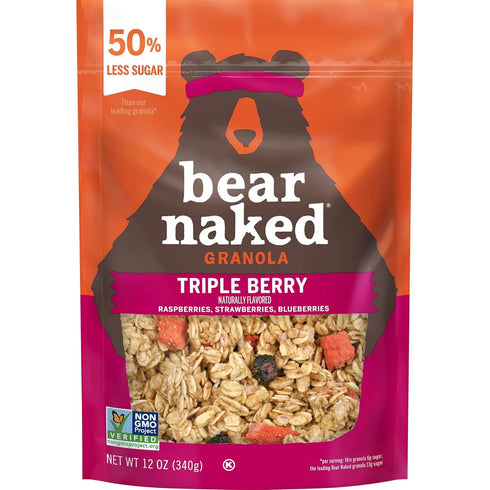 (6 Bear Naked Granola Cereal, Vegan, Breakfast Snacks, Triple Berry Crunch Bags)