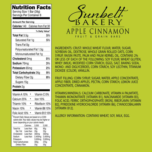 1.4 oz 96 Count Sunbelt Bakery's Apple Cinnamon Fruit & Grain Bars, Bars