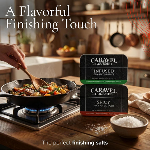 Set 12 Sea Salt Gift - Infused & Spicy Salt Sampler Collections - Flavors with Reusable Tins - Great Gifts for Everyone