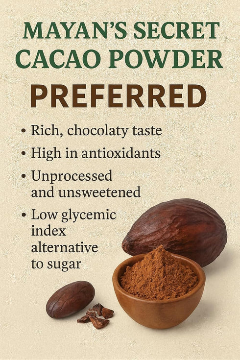 (1 (Pack 2)) Mayans Secret - Organic Cocoa Powder Unsweetened Raw Cacao Powder Organic for Smoothie, Coffee and Drink