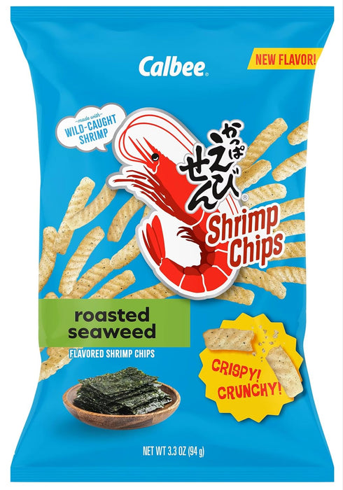 Calbee Roasted Seaweed Flavored Shrimp Chips, Made with Wild-Caught Shrimp, 3.3 OZ
