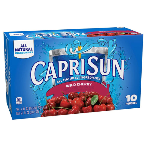 10 6 oz Capri Sun Wild Cherry Flavored with other natural flavor Juice Drink Blend, ct Box, fl Pouches