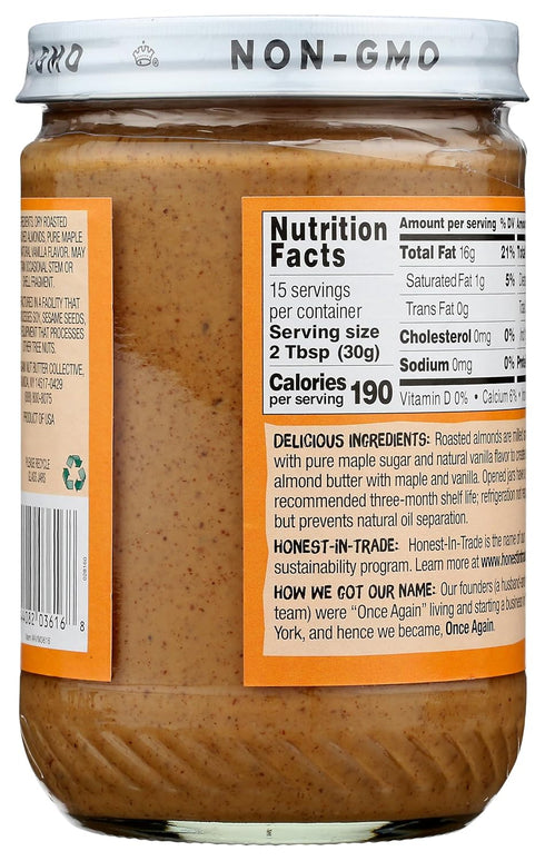16 OZ ONCE AGAIN Maple Vanilla Almond Butter