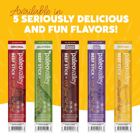 Paleovalley 100% Grass Fed Teriyaki Beef Sticks - Delicious Gluten Free Snack, High Protein Keto Friendly