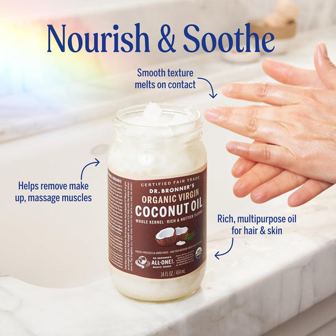 30 Dr. Bronner's - Organic Virgin Coconut Oil (Whole Kernel, Ounce) - Coconut Oil for Cooking, Baking, Hair and Body