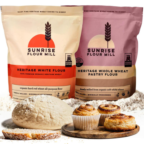 Sunrise Flour Mill Heritage Organic White Flour & Whole Wheat Pastry Flour