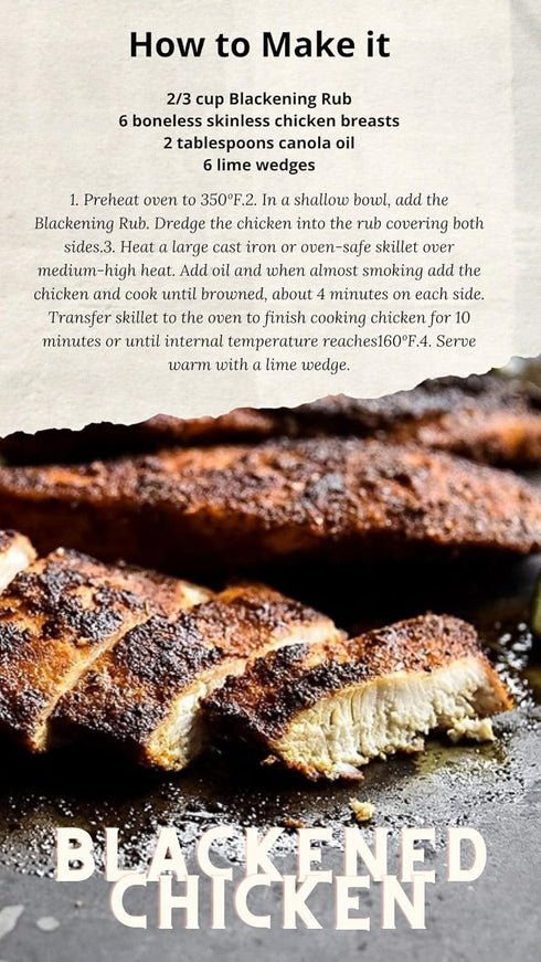 6.4 oz. (Pack 2) Blackening Rub - Jar of Perfect for blackened fish, chicken, pork or steak. Elevate your taco, fajita