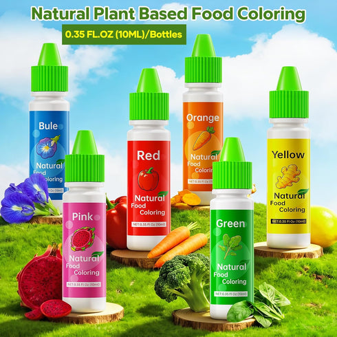Set 6 (10ml/0.35 oz) Natural Food Coloring - FD&C & Artificial Dye Free, Gluten-Free, Colors Fl. Dye Free Food