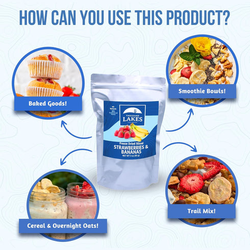 3 oz 100% Thousand Lakes Freeze Dried Fruit - Strawberries and Bananas - | No Sugar Added | Fruit | Sliced for Snacking