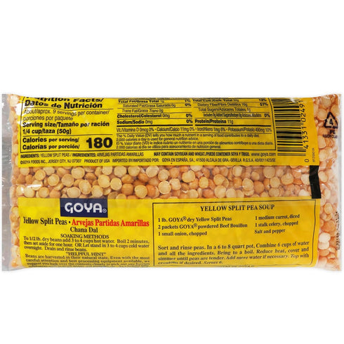 Pack 2 (16 oz Goya Yellow Split Peas, Dry, Pantry Staple, of Cans)