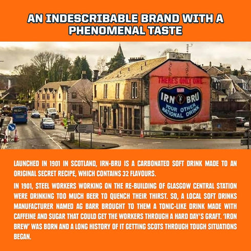 32 16.9 oz Pack 12 IRN-BRU Original Scottish Sparkling Soda, Citrus Flavored Carbonated Drink - Sparkling Flavored Soft