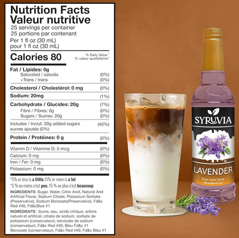 25.4 oz. Syruvia Lavender Syrup, Peanut Butter Cup Syrup & Smores Syrup - fl Premium Coffee Flavoring Syrup. Kosher