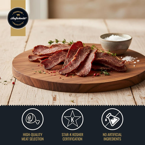 Premium Aufschnitt Products 5 Pack, Aufschnitt Essicata Jerky - Extra Tender, Low Sodium - Made in USA - Certified