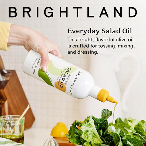 100% 750ml Brightland Everyday Salad Oil, Tossng, Mixing & Dressing - Extra Virgin Olive Oil with Squeeze Bottle - High