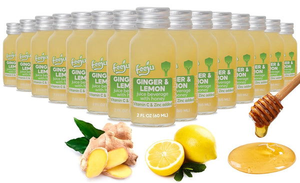 15 Pcs Lemon & Ginger Shots with Honey - 60ml Hand-squeezed Immunity