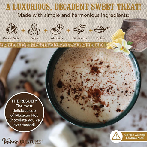 5 250g Verve Culture's Villa Real Mexican Chocolate, discs - Vanilla, Net Wt / Authentic Mexican Hot Cocoa Discs from
