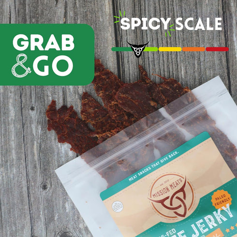 100% 10g 30 2oz (Pack 6) Mission Meats Beef Jerky, Original, Grass Fed Beef, Protein per Serving, Delicious & Tender